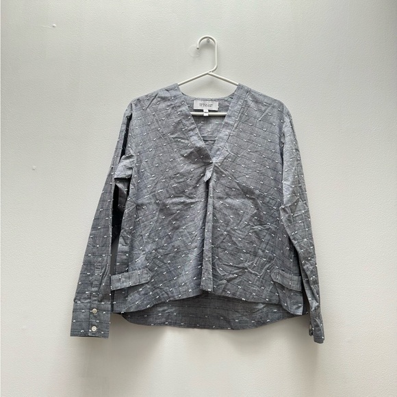 10 Crosby Derek Lam - Oversized Loose Chambray Long Sleeve Blouse - Picture 5 of 8